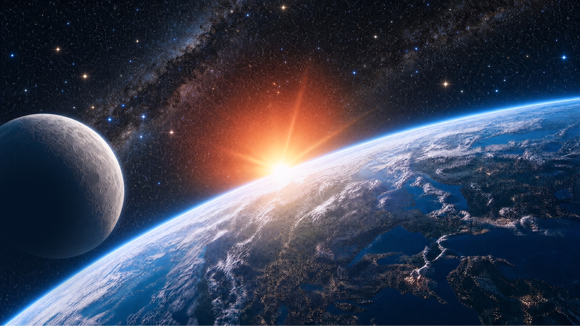 Earth at sunrise, seen from space